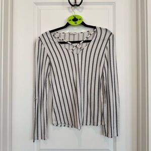 Sweet Wanderer Black and White Striped Long Sleeve Top